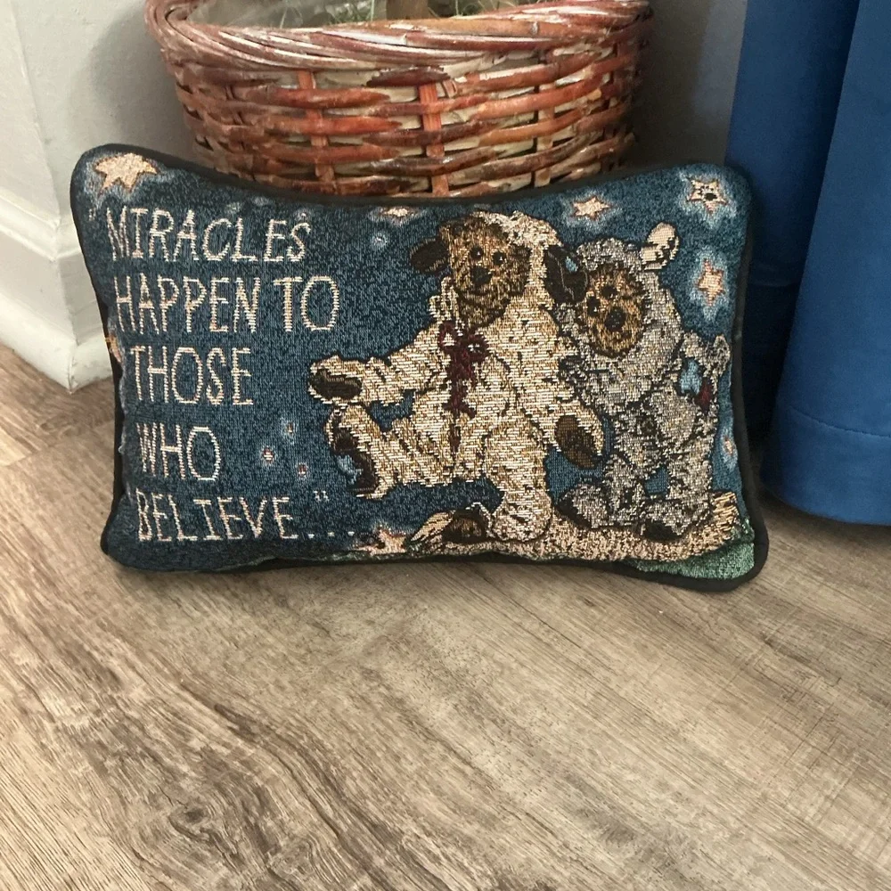 Boyd’s Bears Tapestry Accent Toss Pillow Miracles Happen To Those Who Believe